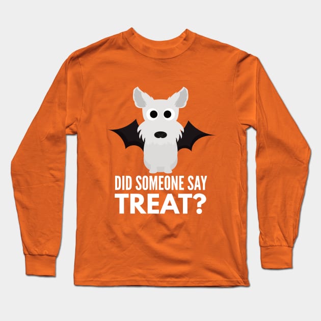 West Highland White Terrier Halloween Trick or Treat Long Sleeve T-Shirt by DoggyStyles
